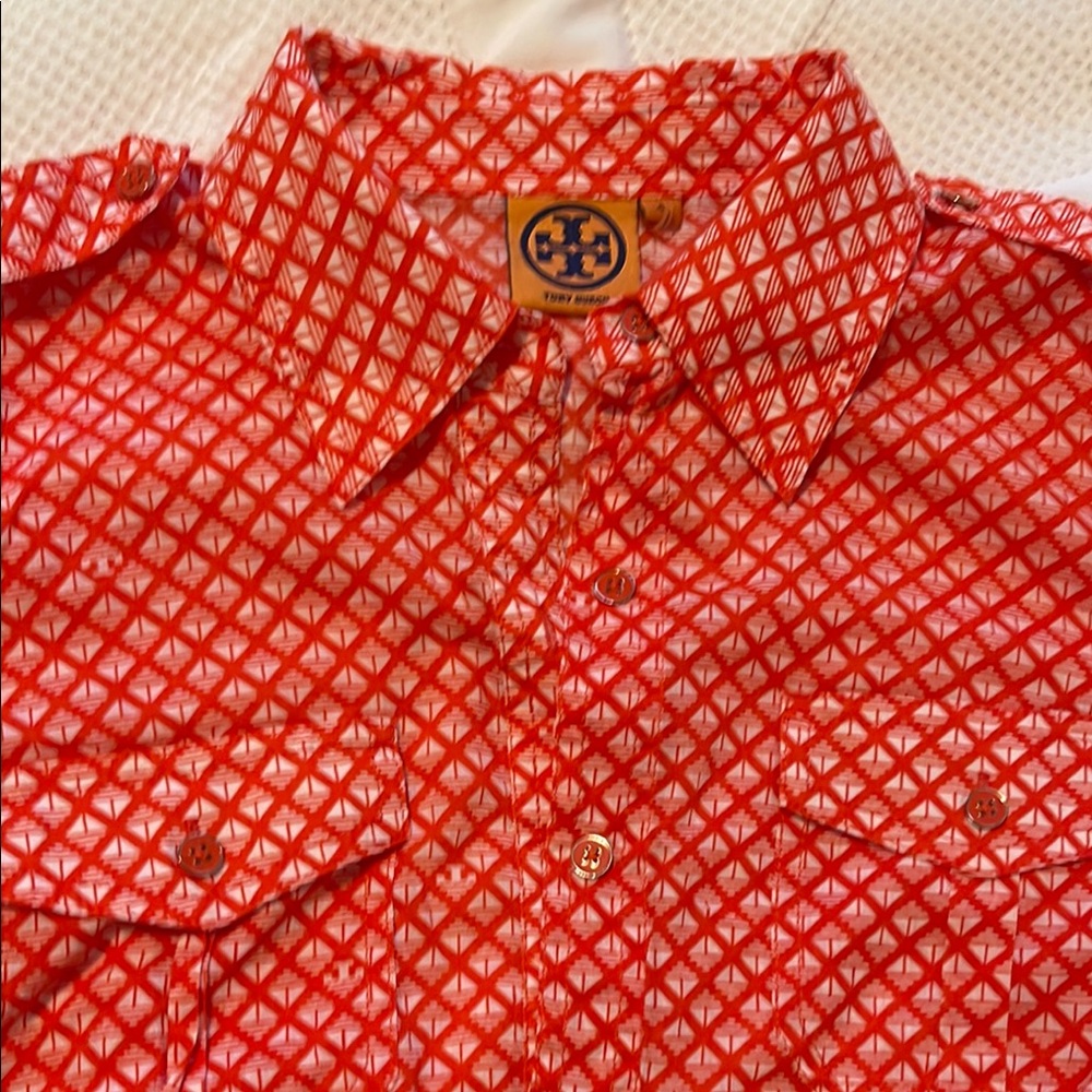 Tory Burch Red Patterned Shirt - image 7